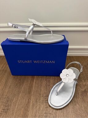 Stuart Weitzman and Sandy Liang  Floral Thong Sandals, 7.5, new in box, duster